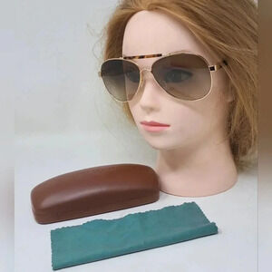 NWT Longchamp Women's Aviator Sunglasses Gold Tortoise Gradient LO109S 61-13-140